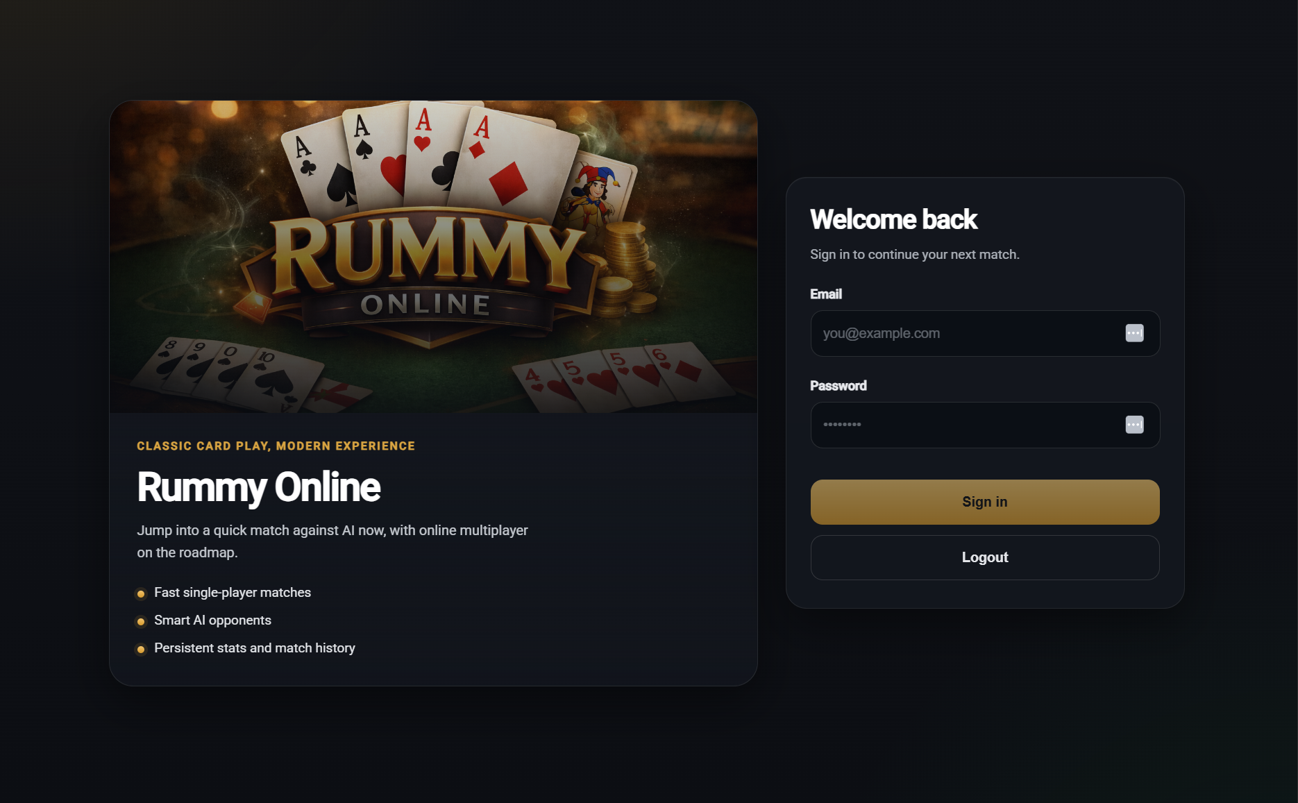 Login screen